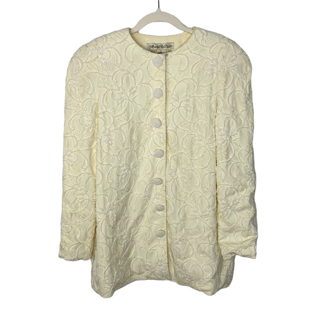 Vintage Marie St. Claire Beaded Jacket Blazer Cream Size 12
